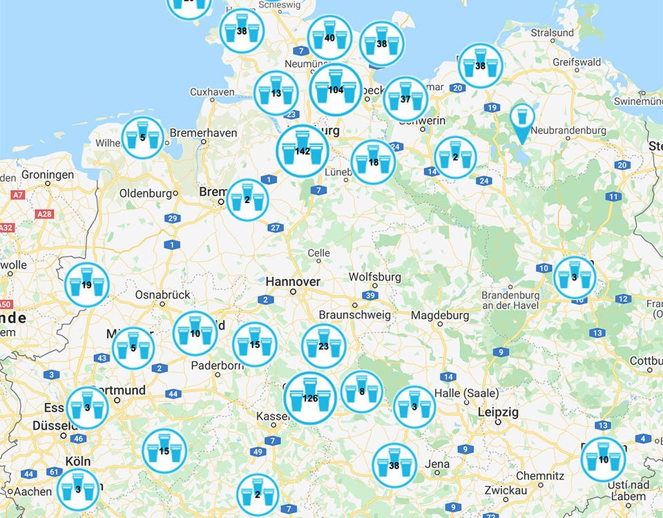 Karte der Standorte in Deutschland